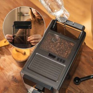 Cremmaet Latte Compact is a fully automatic coffee machine with 19 bar pressure, Thermoblock system, built-in 5 degree grinder, 400 ml milk tank, touch screen and 6 different coffee drinks.