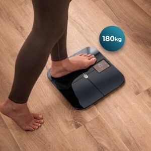 Cecotec Surface Precision HealthySmart Smart Bathroom Scale with Bluetooth connectivity and mobile app, 25 body measurement, LCD display, 180 kg capacity, 28 x 28 cm design and auto start system.