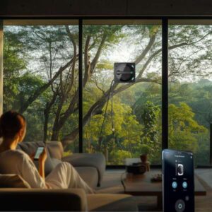 Cecotec Conga Windroid 1490 TwerkingSpray Connected 4-in-1 window cleaning robot, front vibrating wiper, dual spray, 8 cleaning modes, app and remote control, safety lanyard and washable mops.