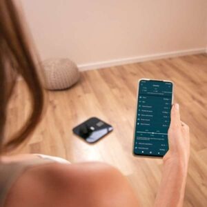 Cecotec Surface Precision HealthySmart Smart Bathroom Scale with Bluetooth connectivity and mobile app, 25 body measurement, LCD display, 180 kg capacity, 28 x 28 cm design and auto start system.