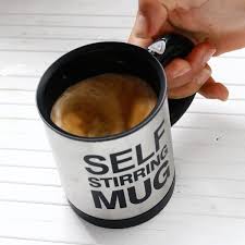 One-button self-stirring cup