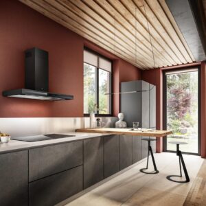 Elica Adele 90 cm wall hood with black glass design