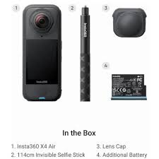 انستا360 كاميرا أكشن X4 إير 360° باللون الاسود