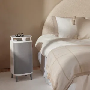 Blueair air purifier with two built-in filters in white gray