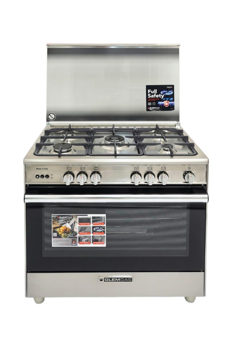 جليم غاز طباخ مستقل 90×60 سم من الستانلس ستيل – SE9612RI FSG Glem Gas Oven 90*60 cm Stanley Steel 5 Burners