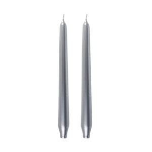 2-piece candle holder set, 24 cm, silver
