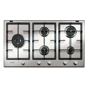 Indesit Built-in Gas Hob 90cm 5 Burners Full Safety Cast Iron - Inox IN9522IX